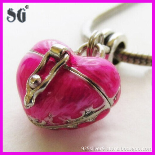 Hot Pink Message Locket European Charm Bead Pendant - Large Hole Charm Bead For European Charm Bracelet And Necklace Chains